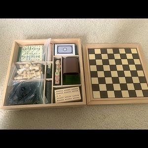 CHESS AND CHECKERS PIECES WITH BOARD